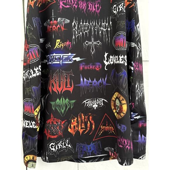 Current Mood Women's Med Bodycon Mini Dress Metal Rock Band Logos Punk Metalcore - Picture 4 of 12